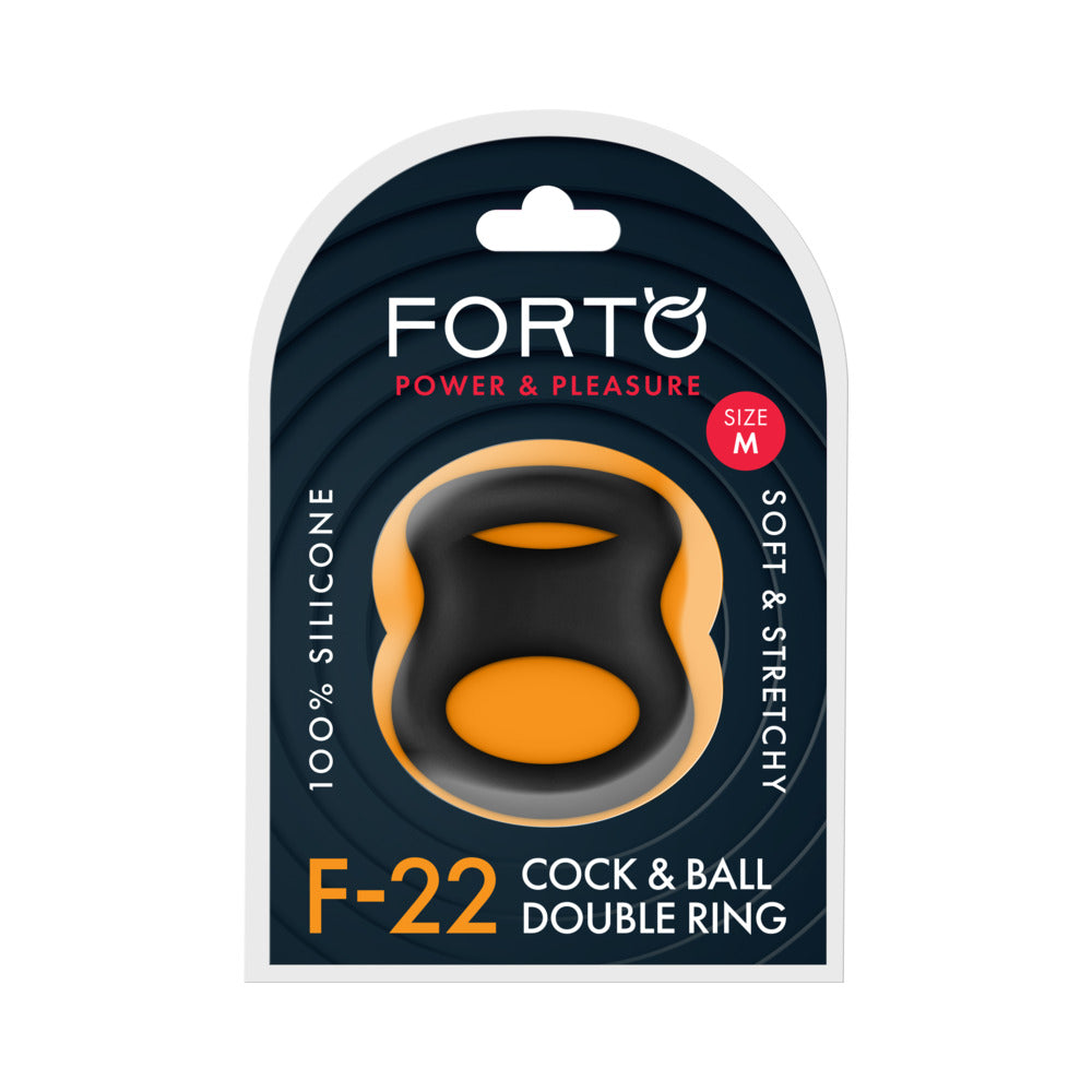 Forto F-22 Liquid Silicone Cock & Ball D-Ring Medium Black
