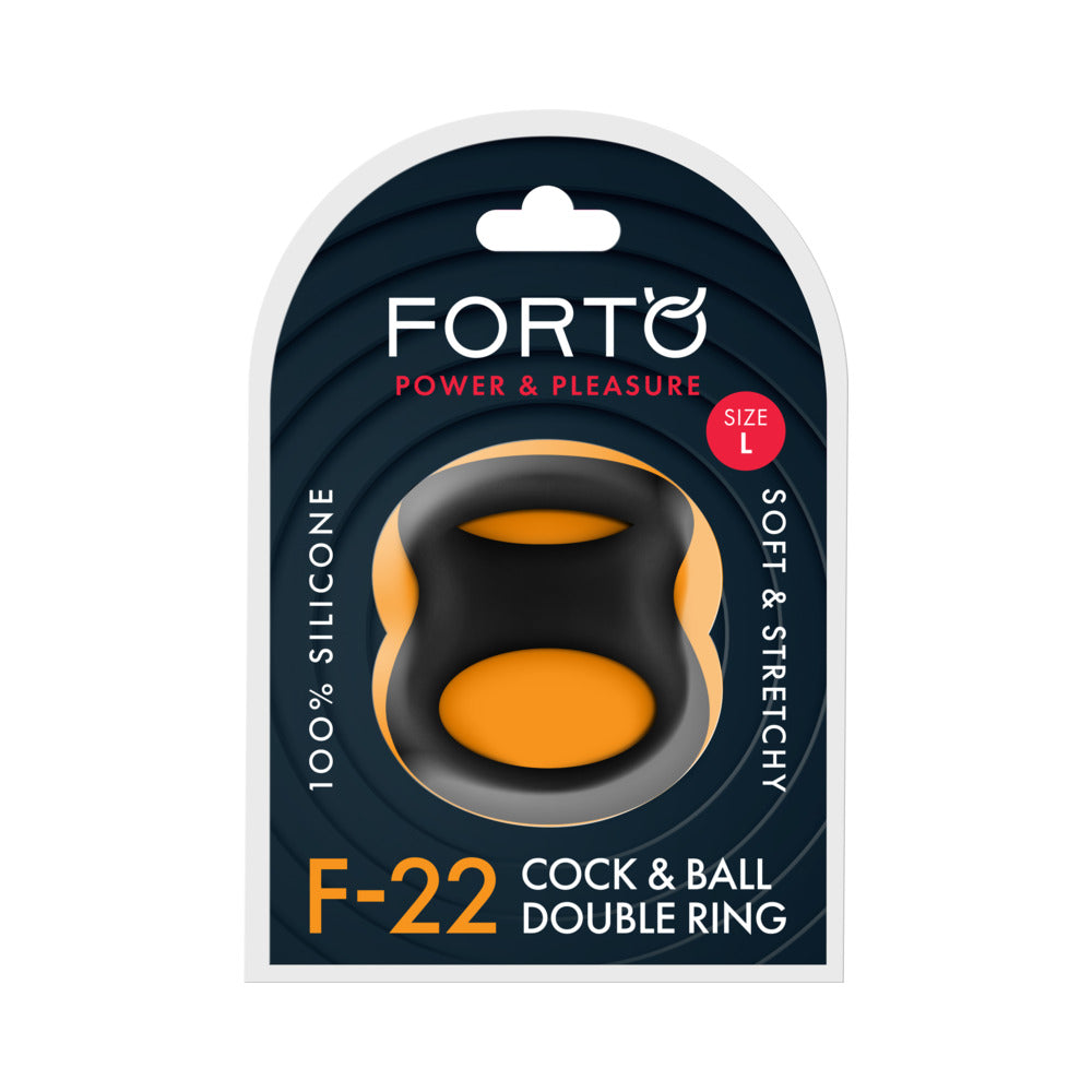 Forto F-22 Liquid Silicone Cock & Ball D-Ring Large Black