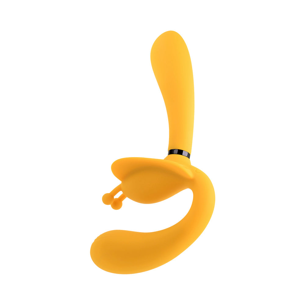 Evolved Monarch Rechargeable Silicone Multifunction Vibrating Strapless Strap-On Yellow