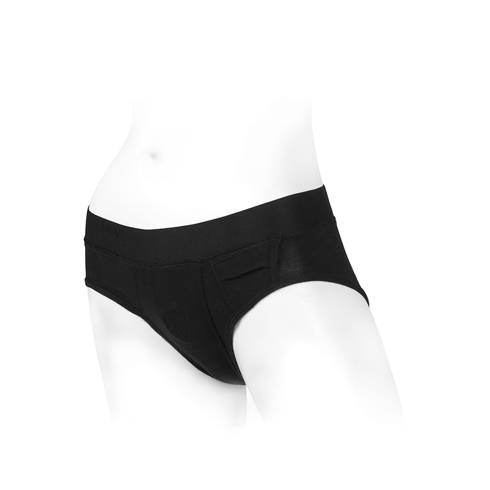 SpareParts Tomboi Rayon Briefs Harness Black Size XS