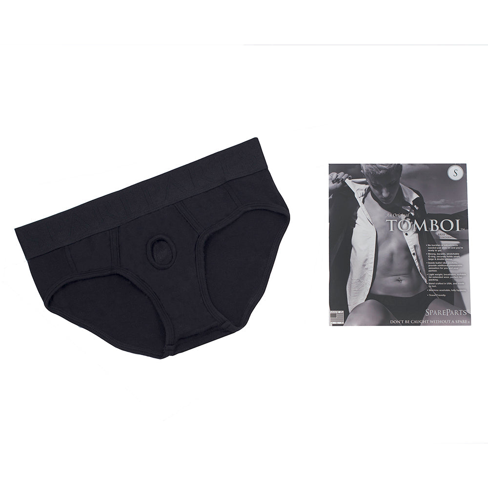 SpareParts Tomboi Rayon Briefs Harness Black Size XS