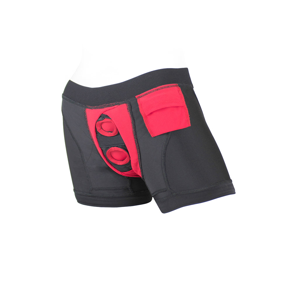 SpareParts Tomboii Nylon Boxer Briefs Harness Black/Red Size 2XL