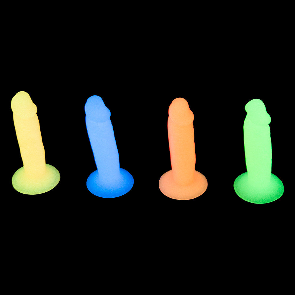 Addiction Silly Willy Glow-in-the-Dark 3.3 in. Silicone Dildo 12-Piece Fishbowl Display