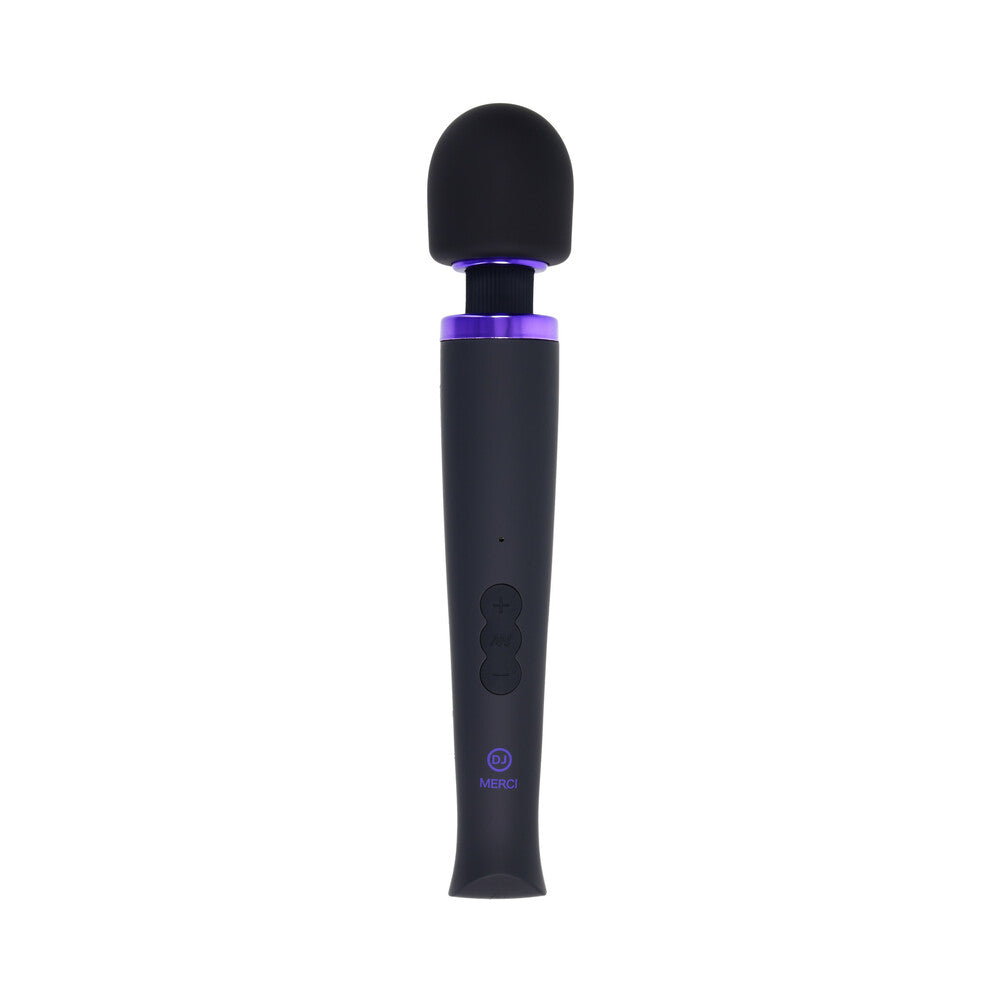 Merci Rechargeable Power Wand Ultra-Powerful Silicone Wand Massager Black Violet