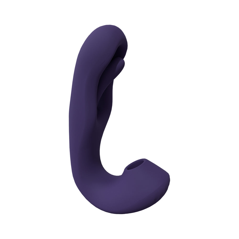 VIVE YUNA Rechargeable Dual Motor Airwave Vibrator with G-Spot Flapping Stimulator Purple