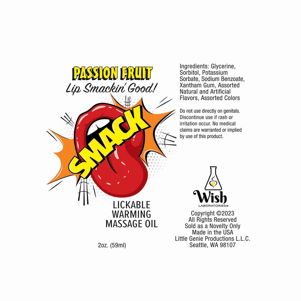 Smack Lickable Massage Oil Passion Fruit 2 oz.