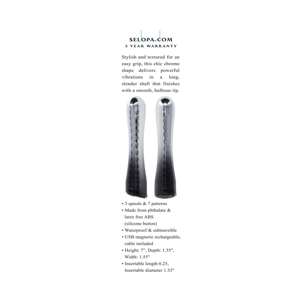 Selopa Silverado Rechargeable Vibrator ABS Plastic & Silicone Silver/Black