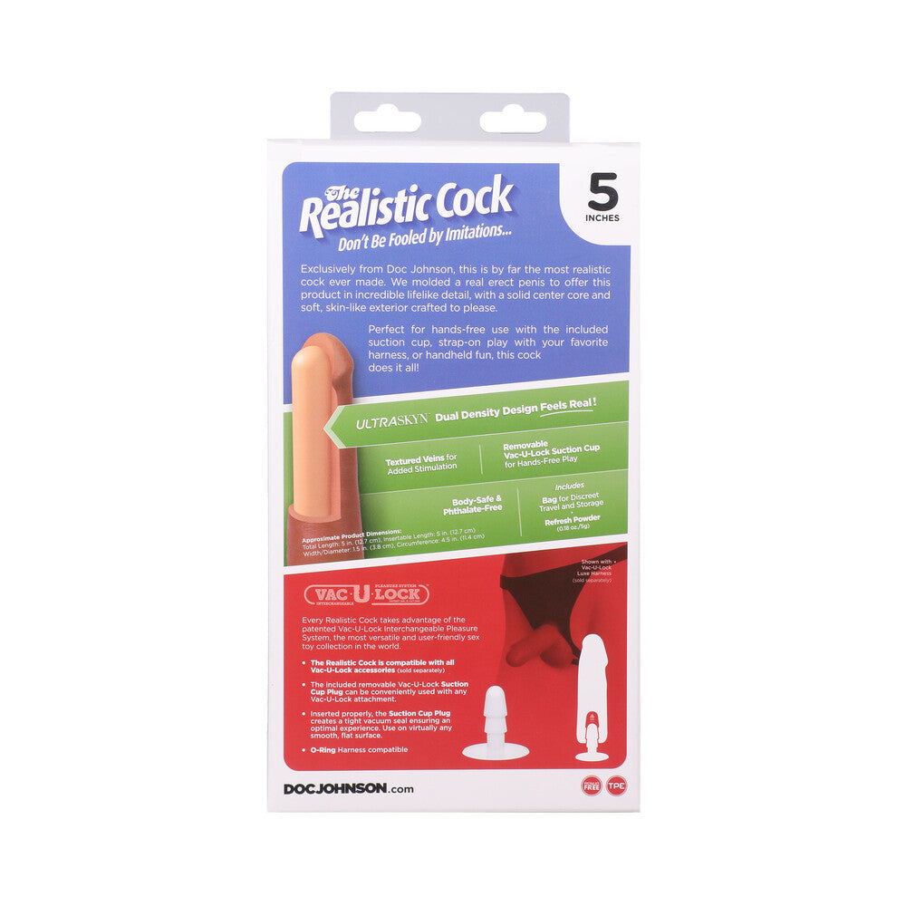 The Realistic Cock 5 in. ULTRASKYN Vac-U-Lock Dildo Chocolate