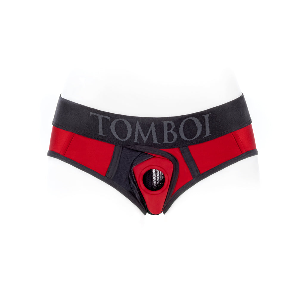 SpareParts Tomboi Cover Brief Style Underwear Harness Nylon Red/Black 5XL