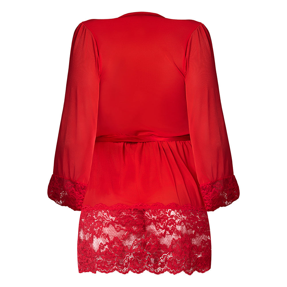 Magic Silk Sugar High 3/4 Sleeve Robe Red S/M