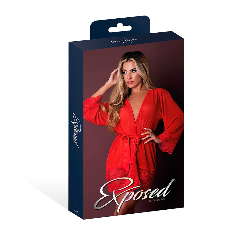 Magic Silk Sugar High 3/4 Sleeve Robe Red L/XL