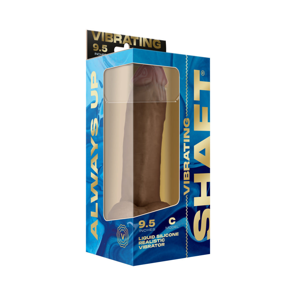 Shaft Vibrating Model C: 9.5 in. Dual Density Silicone Dildo Oak