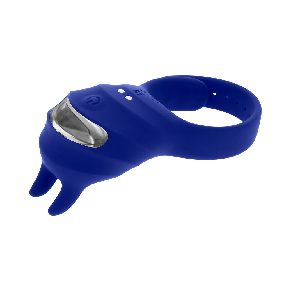 Zero Tolerance Adjustable Fun Ring Rechargeable Vibrating C-Ring with Remote Silicone Blue