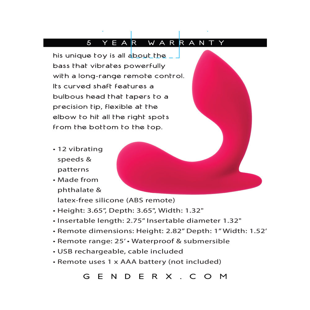 Gender X All About the Bass Rechargeable Vibrator with Remote Silicone Red