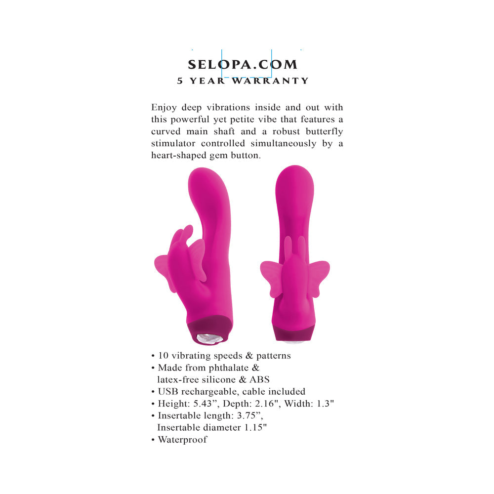 Selopa Butterfly Love Rechargeable Vibrating Dual Stimulator Silicone Pink