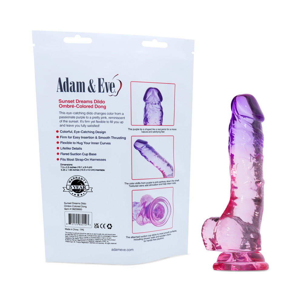 Adam & Eve Sunset Dreams Realistic Dildo 7.5 in. (Bag Packaging)