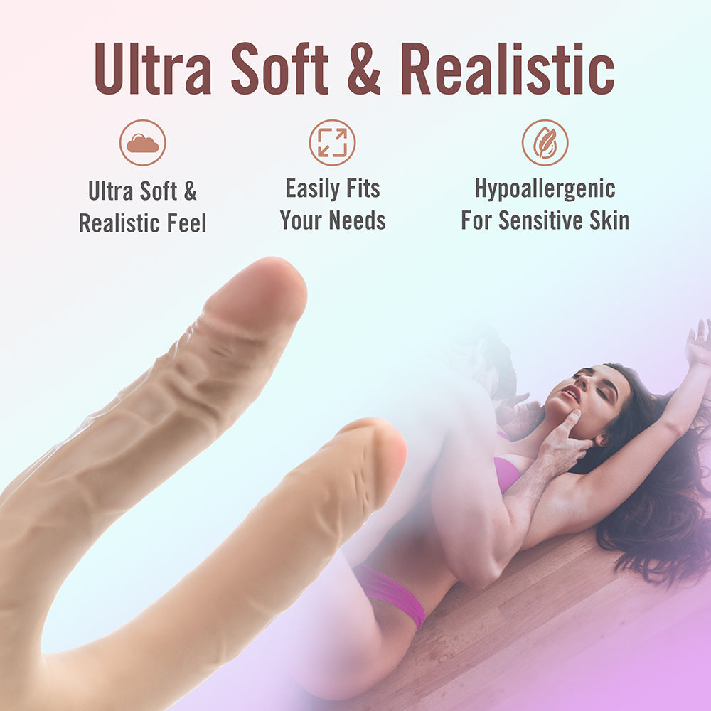 Dr. Skin Plus 16.5 in. Posable Double Dong Beige