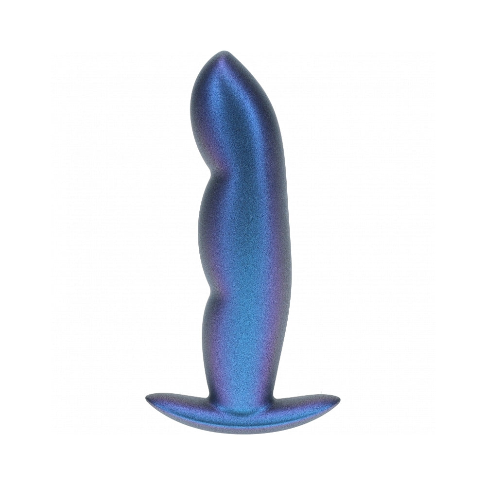 Ouch! Smooth Silicone Finger Anal Plug 4.6 in. Metallic Blue