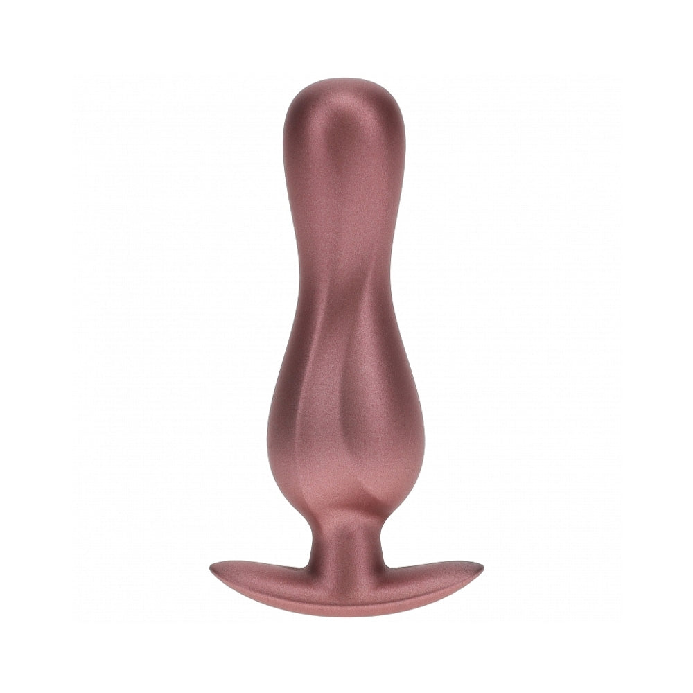 Ouch! Smooth Silicone Curvy Anal Plug 4.6 in. Rose Gold