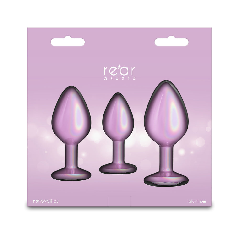 Rear Assets 3-Piece Metal Plug Kit Iridescent Pink with Pink Gem