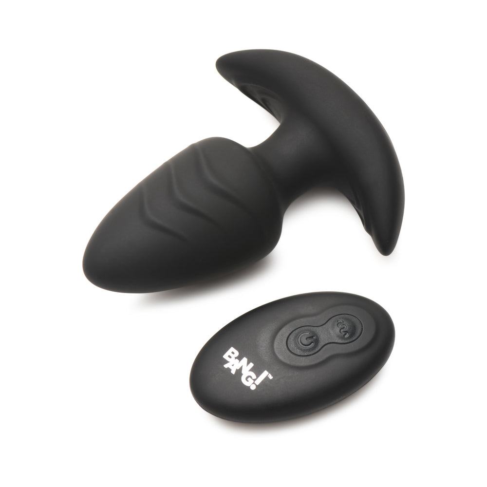 BANG! Rotating & Vibrating Silicone Butt Plug with Remote Black