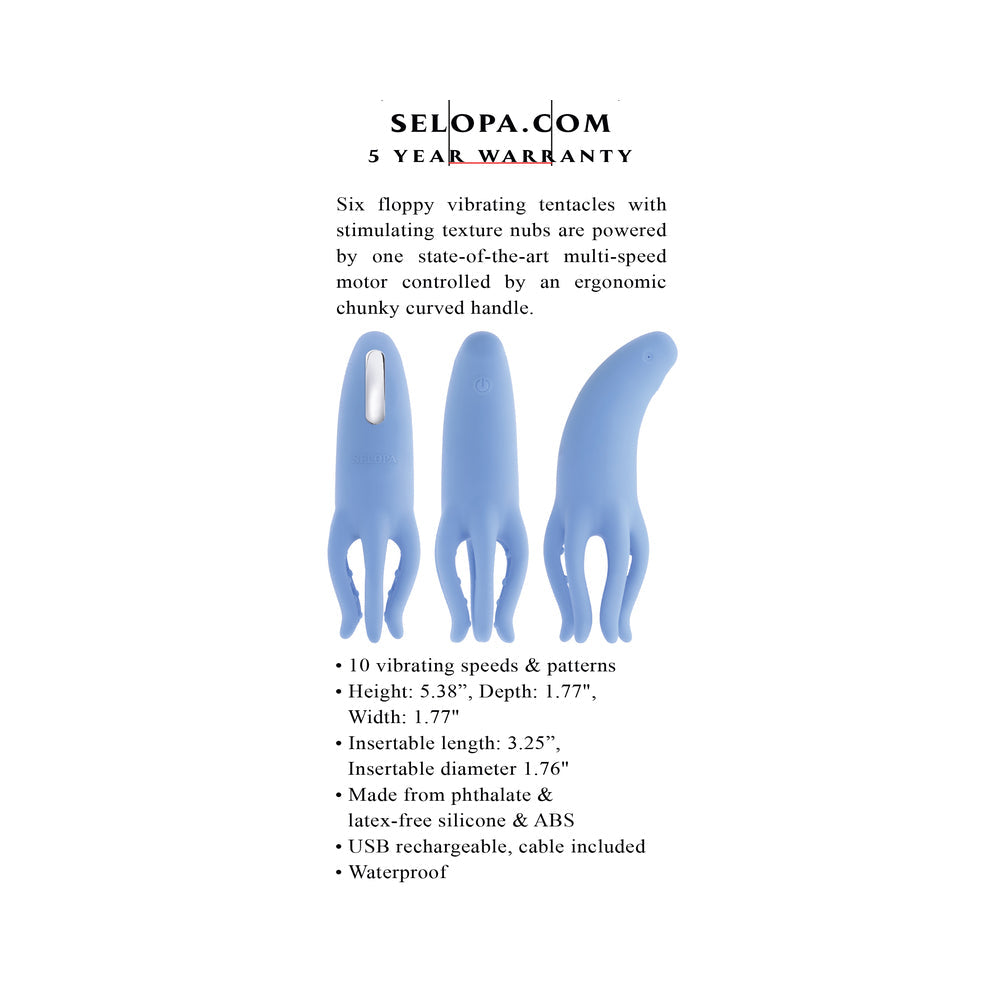 Selopa Tentacle Tickler Rechargeable Silicone Flexible Bead Vibrator Blue
