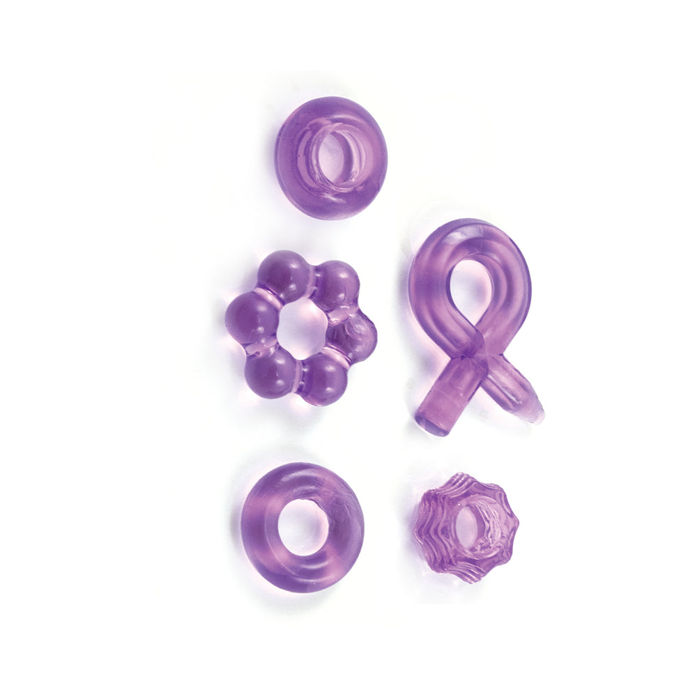 Enhancer Five Piece Cock Ring Set Purple
