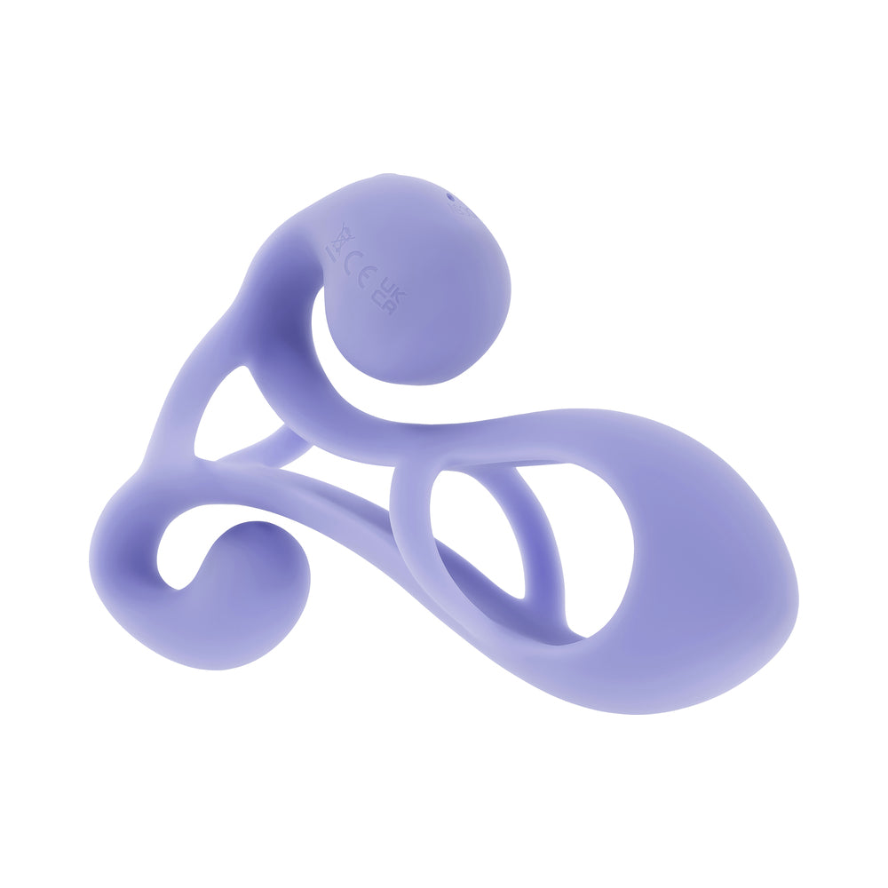 Playboy Fantasy Cage Rechargeable Vibrating Cock Cage Silicone Purple