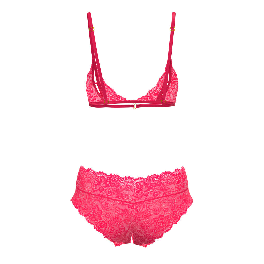 Magic Silk Get It Girl Peek-a-Boo Bralette & Split Crotch Boy Short Diva Pink L/XL