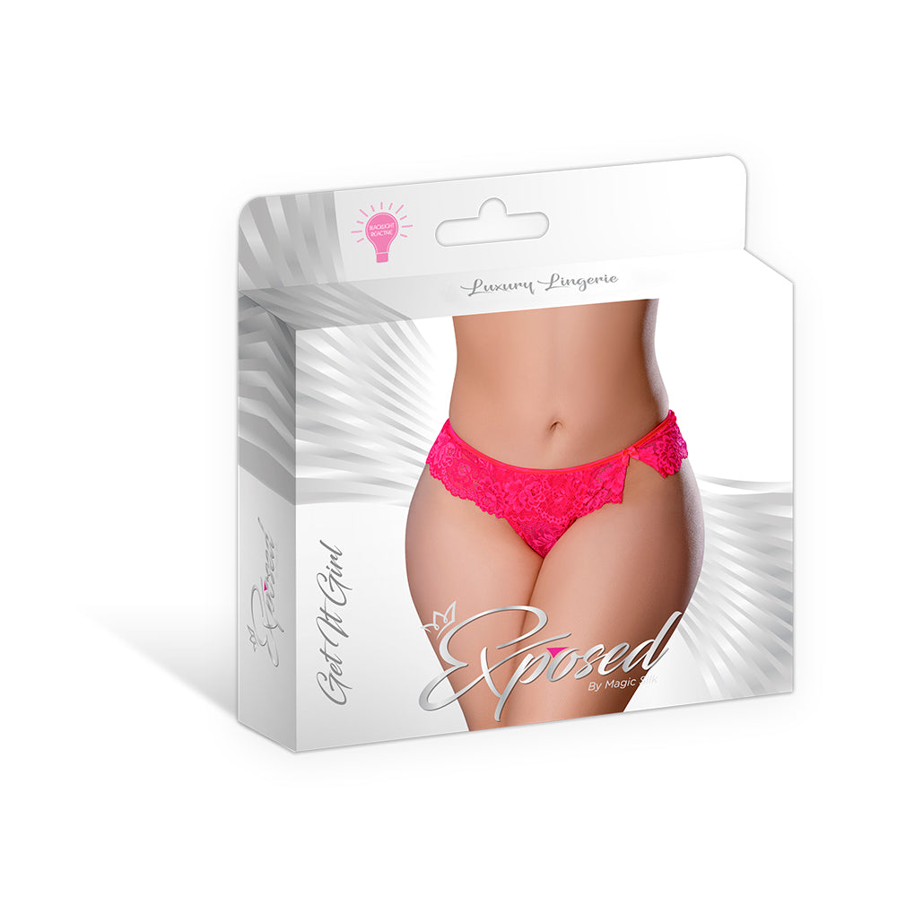 Magic Silk Get It Girl Flutter Thong Diva Pink Queen Size