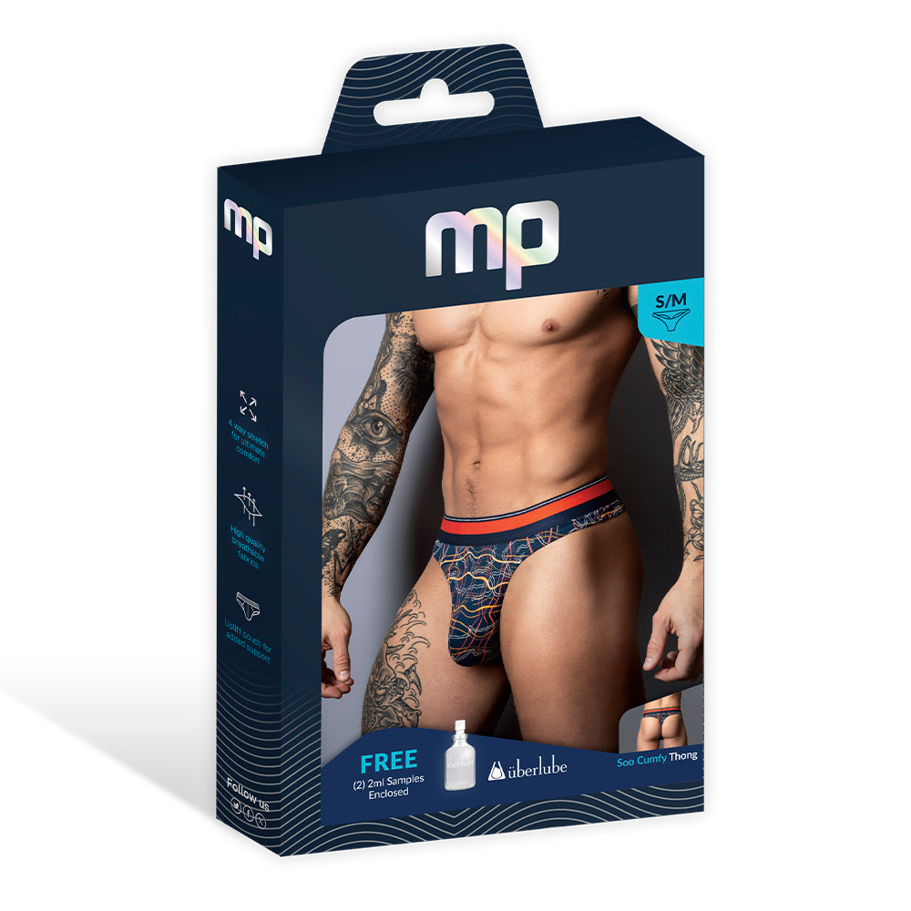 Male Power Soo Cumfy Thong Navy/Orange S/M