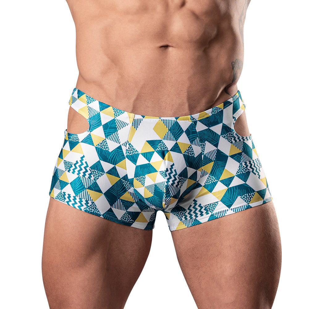 Male Power Cut It Out! Cutout Mini Short Blue/White XL