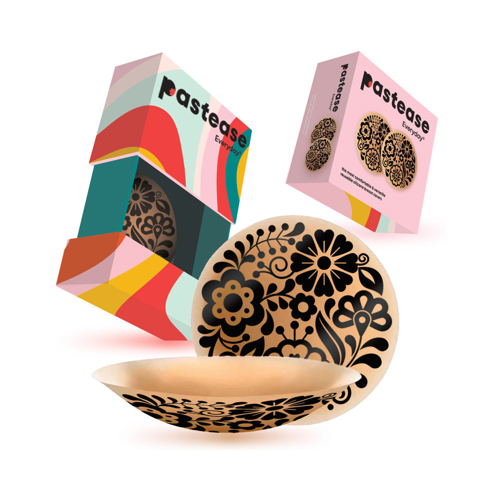 Pastease Halos Reusable Sticky Adhesive Silicone Nipple Cover Floral Nude Small A-C Cup