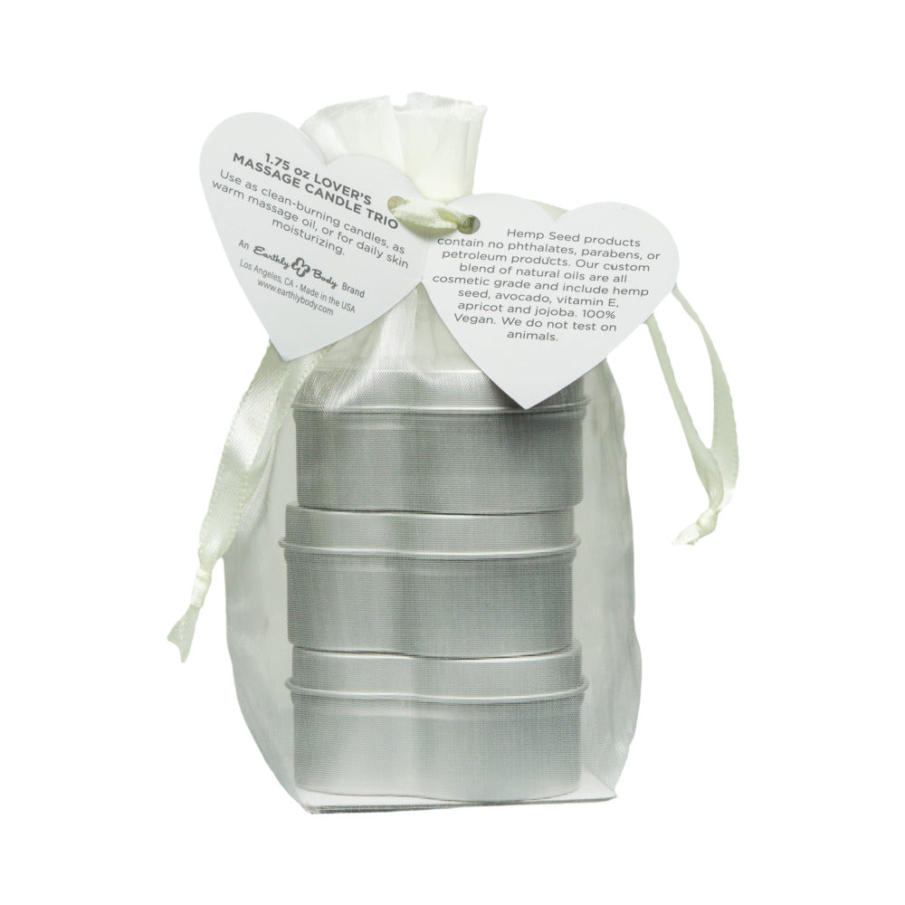 Earthly Body Hemp Seed Valentine Candle Trio: XOXO, Lip Locked, Pucker Up