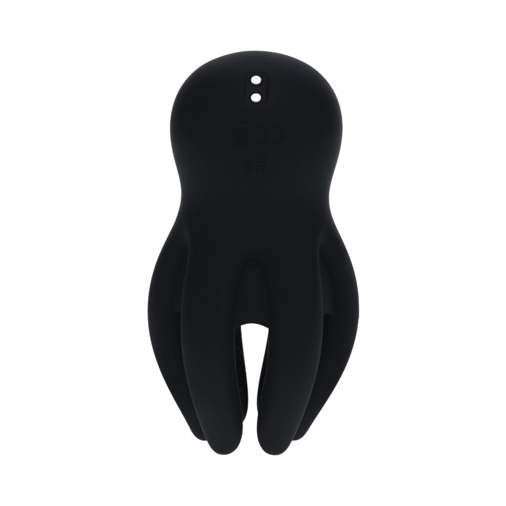 LEVELZ Digital Vibrating Silicone Penis Head Stimulator with Tentacles Black