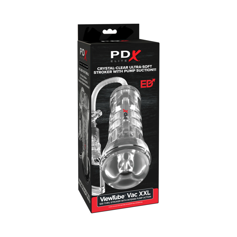 PDX Elite ViewTube Vac XXL Pump See Thru EZ-Grip Pump Stroker Clear