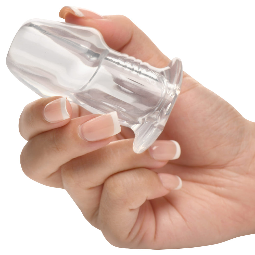 Master Series Dicked Clear Hollow Anal Plug Small