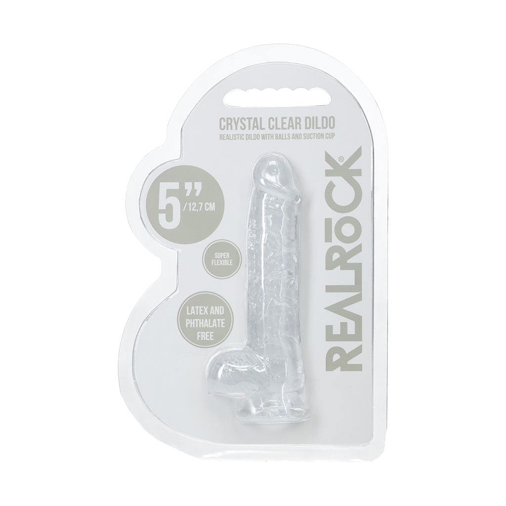 RealRock Realistic 5 in. Dildo with Balls Clear
