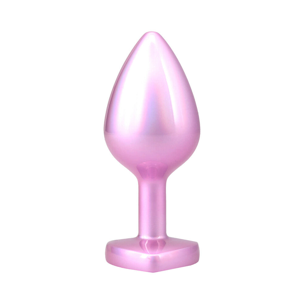 Booty Bling Heart Diamond Jeweled Metal Plug Pink Medium