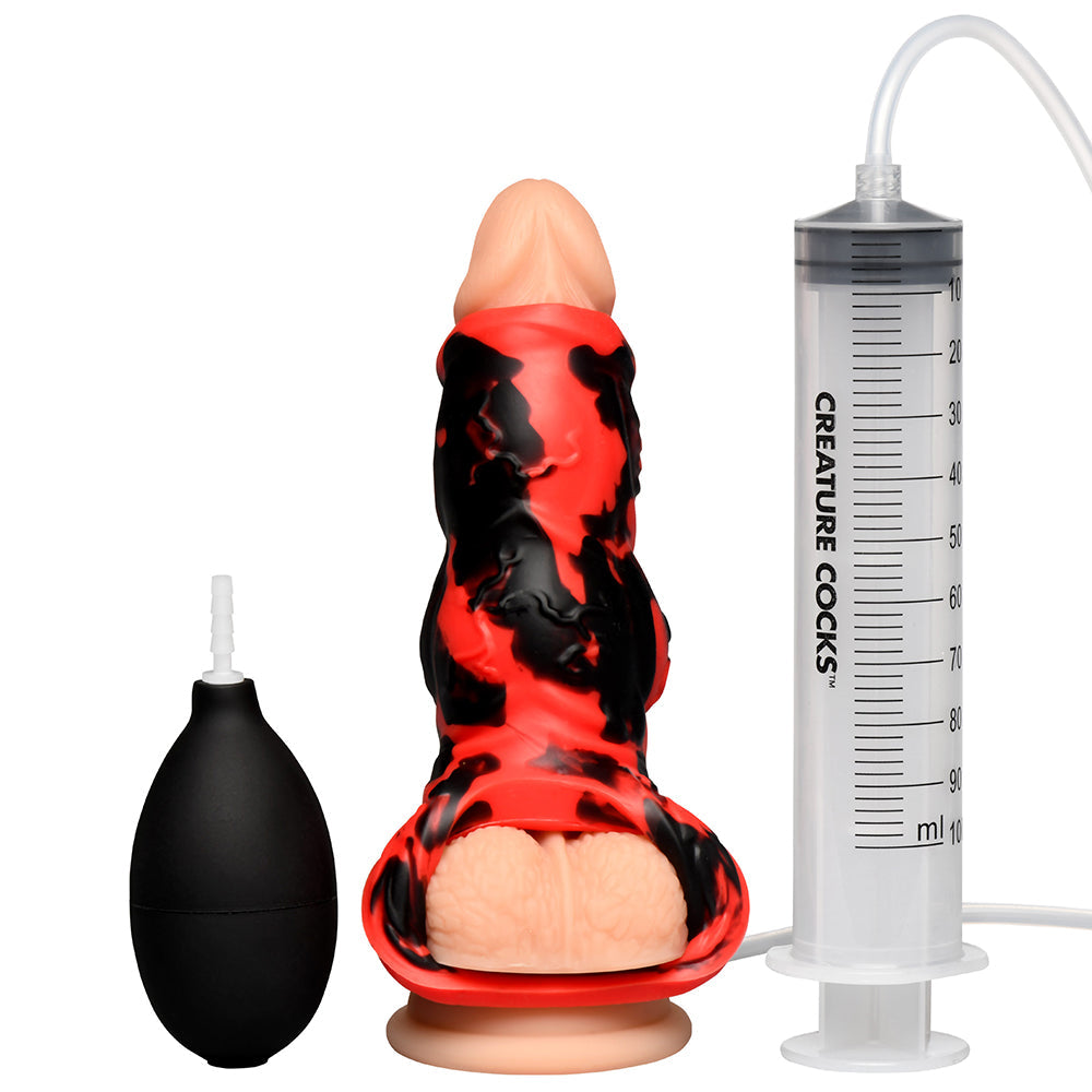 Creature Cocks Hell Hound Squirting Silicone Penis Enhancer Red