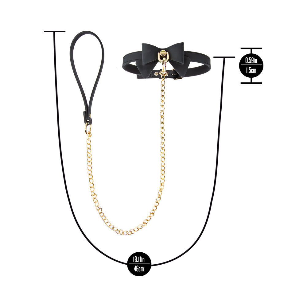 Temptasia Ardor Collar & Leash Black with Bow