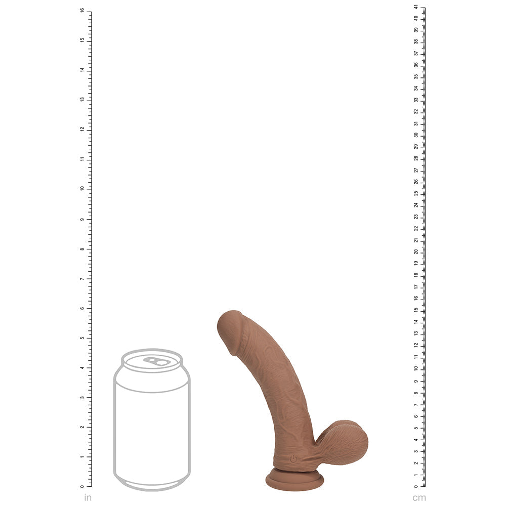 Realrock Realistic Dual Density Vibrating Silicone Dildo with Weighted Balls 6 in. Tan