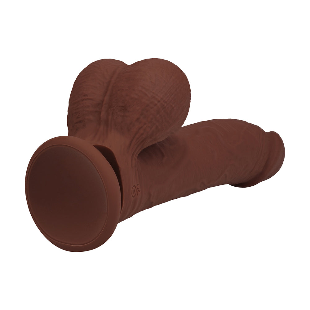 Realrock Realistic Dual Density Vibrating Silicone Dildo with Weighted Balls 7 in. Brown