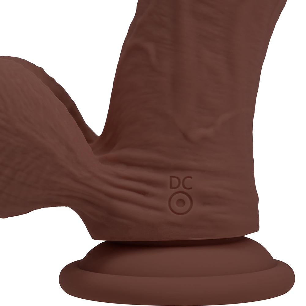 Realrock Realistic Dual Density Vibrating Silicone Dildo with Weighted Balls 7 in. Brown