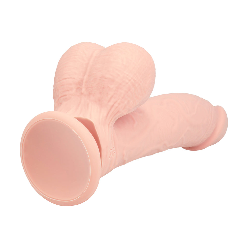 Realrock Realistic Dual Density Vibrating Silicone Dildo with Weighted Balls 7 in. Beige