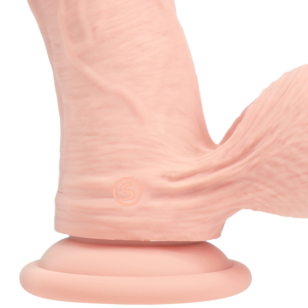Realrock Realistic Dual Density Vibrating Silicone Dildo with Weighted Balls 8 in. Beige