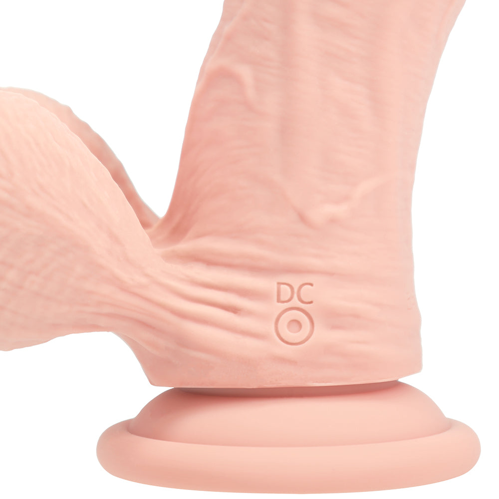 Realrock Realistic Dual Density Vibrating Silicone Dildo with Weighted Balls 8 in. Beige