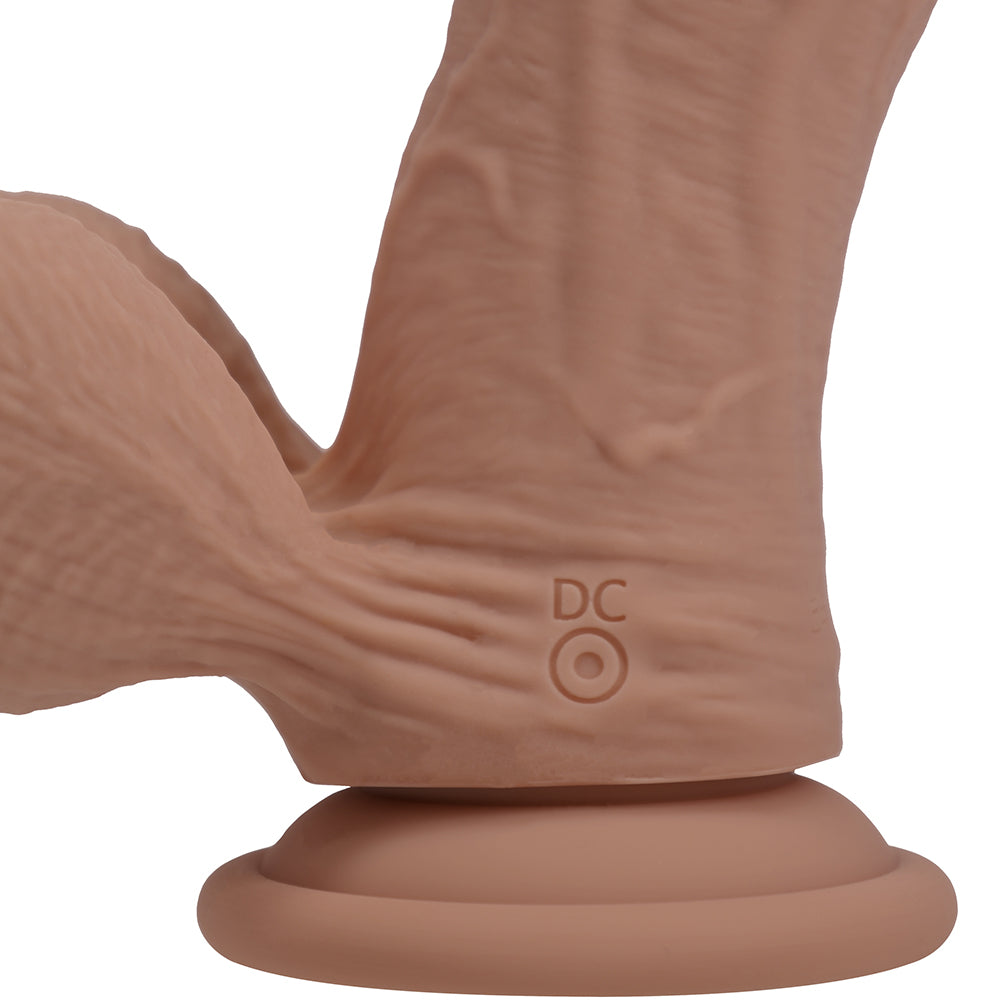 Realrock Realistic Dual Density Vibrating Silicone Dildo with Weighted Balls 8 in. Tan