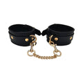 Rouge Leather Plain Ankle Cuffs Black with Gold Accessories