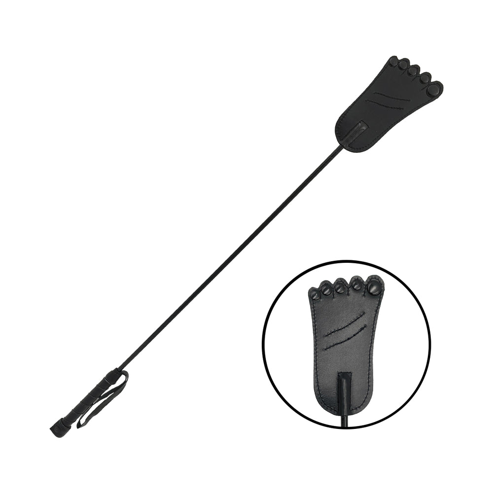 Rouge Leather Foot Riding Crop Black